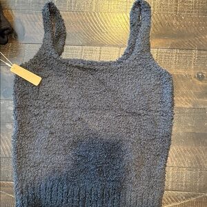 SKIMS Cozy Black Fuzzy Tank Top